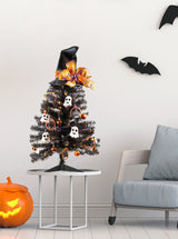 Hallowseve Mini Tree (3ft Tree + 40pc Ornament Set) Halloween Tree Cranberry Frog