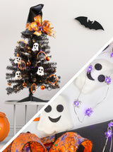 Hallowseve Mini Tree (3ft Tree + 40pc Ornament Set) Halloween Tree Cranberry Frog