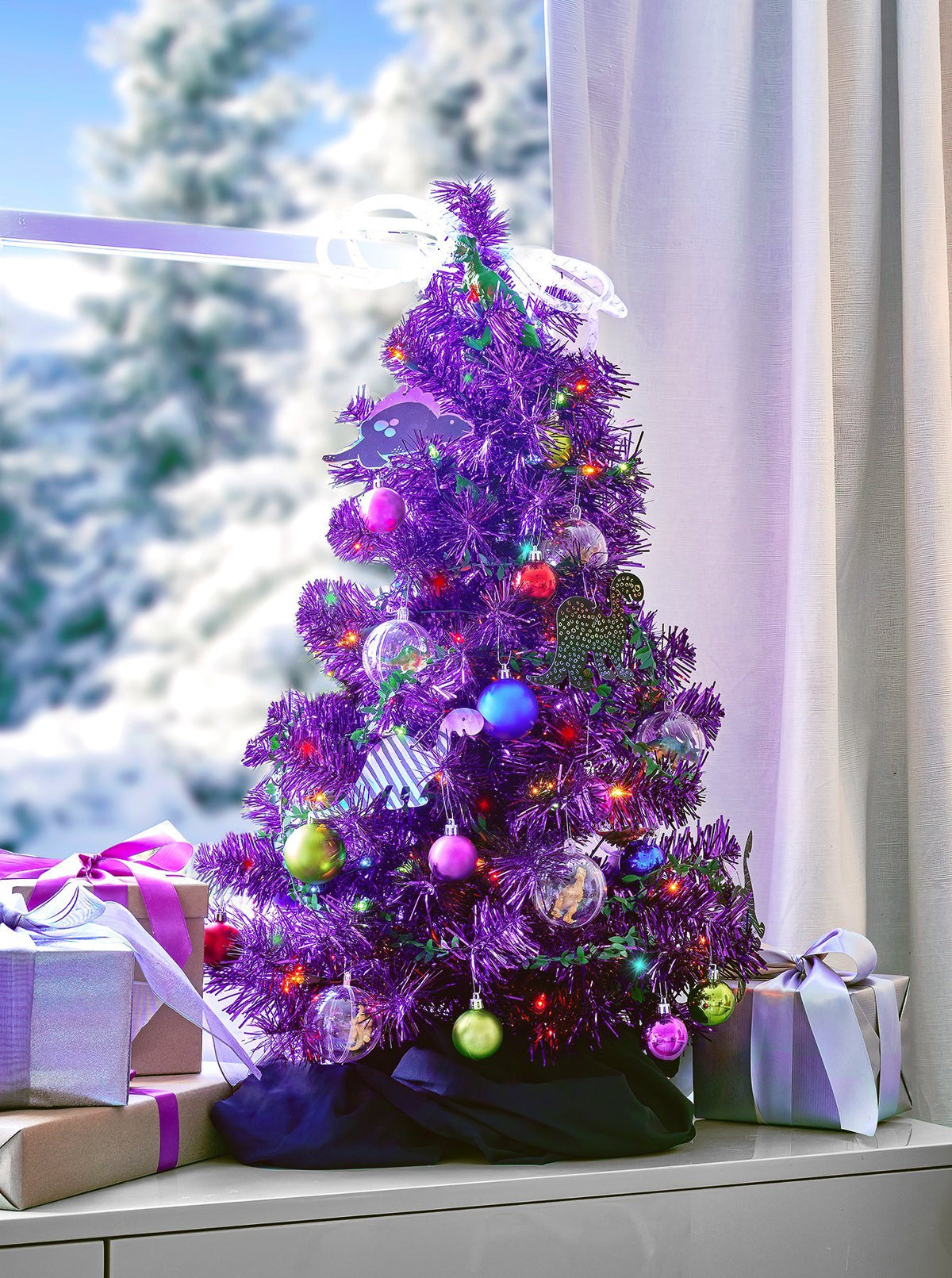 lavender christmas tree decorations Fossington (3ft Mini Tree + 60pc Ornament Set) – Cranberry Frog